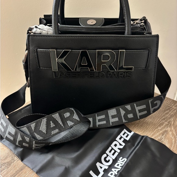 NWT Karl Lagerfeld Leather Handbag with Crossbody Strap - Picture 2 of 7
